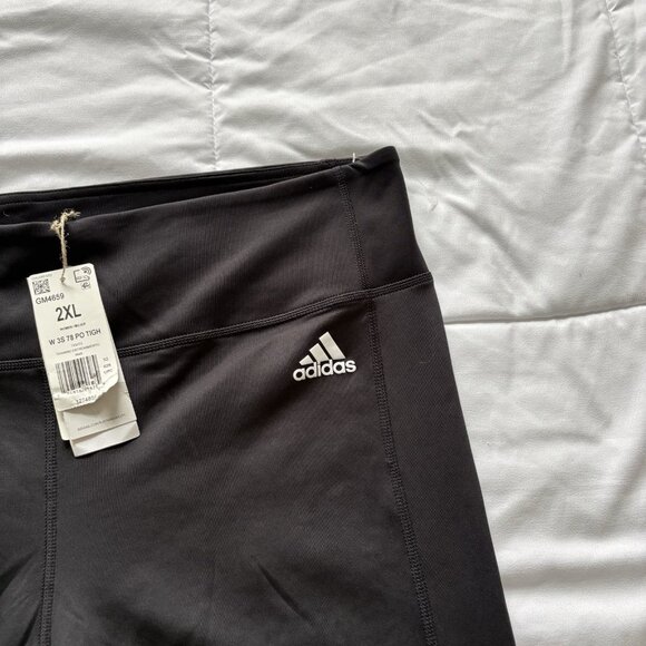 NWT Adidas Womens Size 2XL Pants Black Leggings Breathable Workout Pockets - Picture 2 of 9